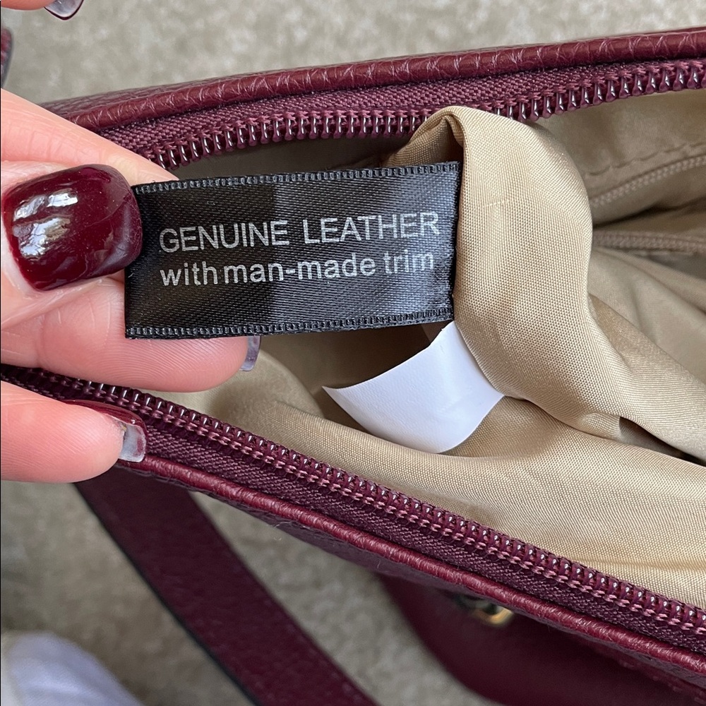 Giani Bernini Maroon Leather Shoulder Bag - Picture 10 of 12